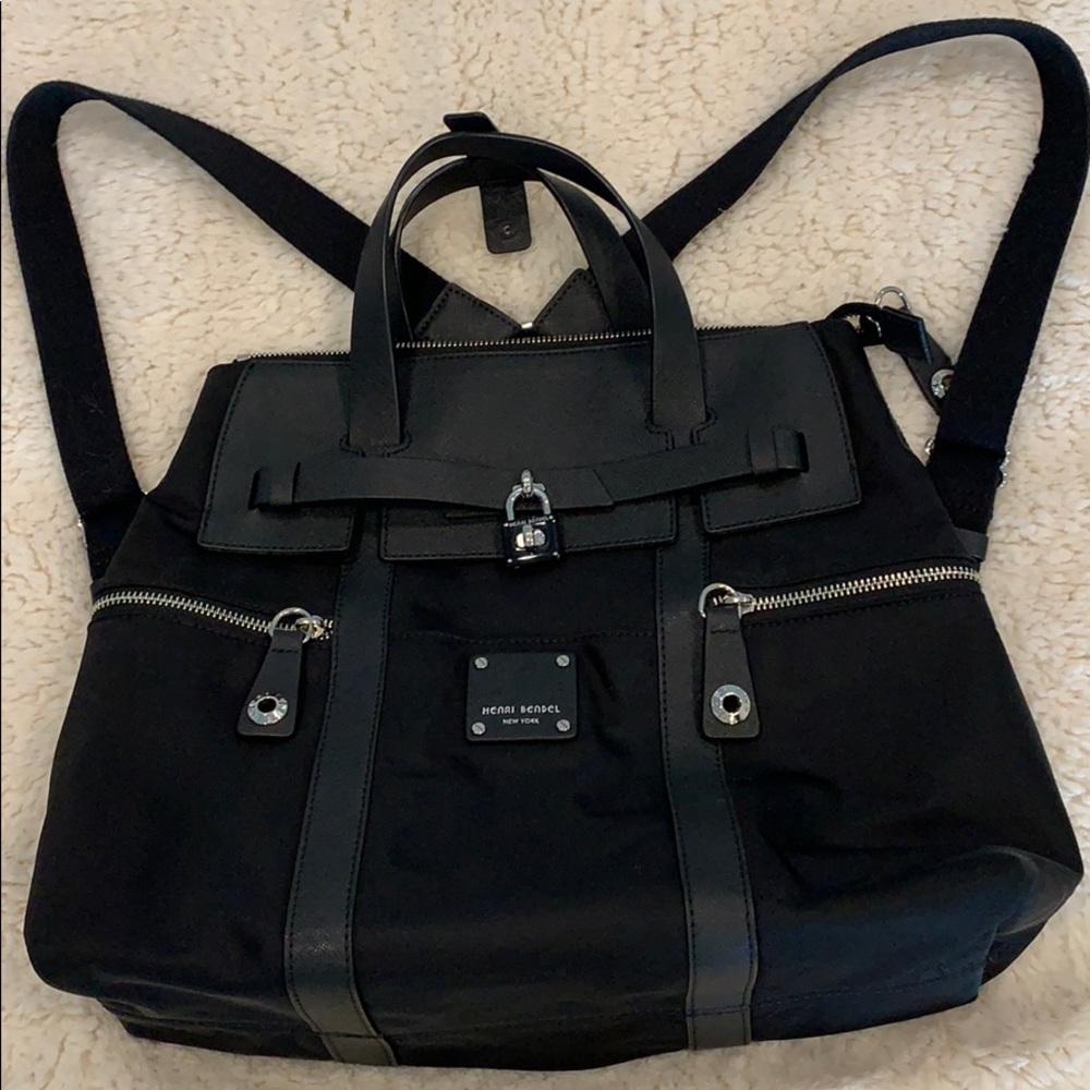 Henri Bendel black Jetsetter backpack